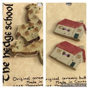 The Hedge School Vintage Folk Art Ceramic Buttons
